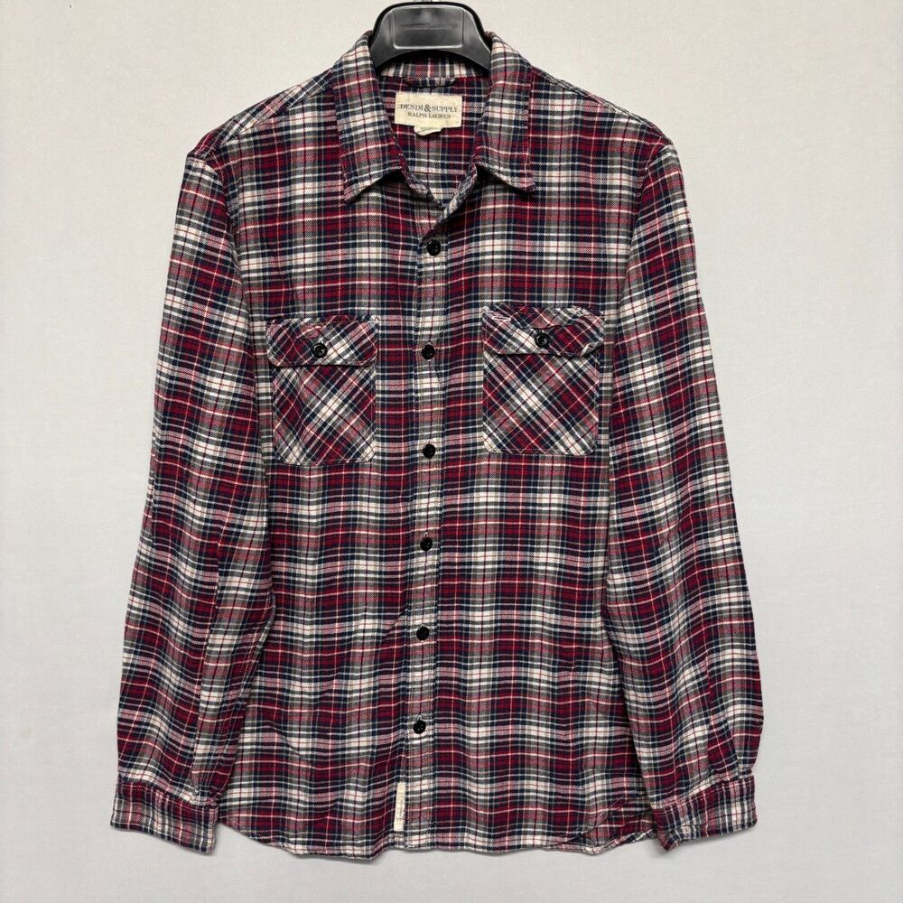 Denim & Supply Ralph Lauren Men Flannel Button Shirt Size Large Plaid D131 -16